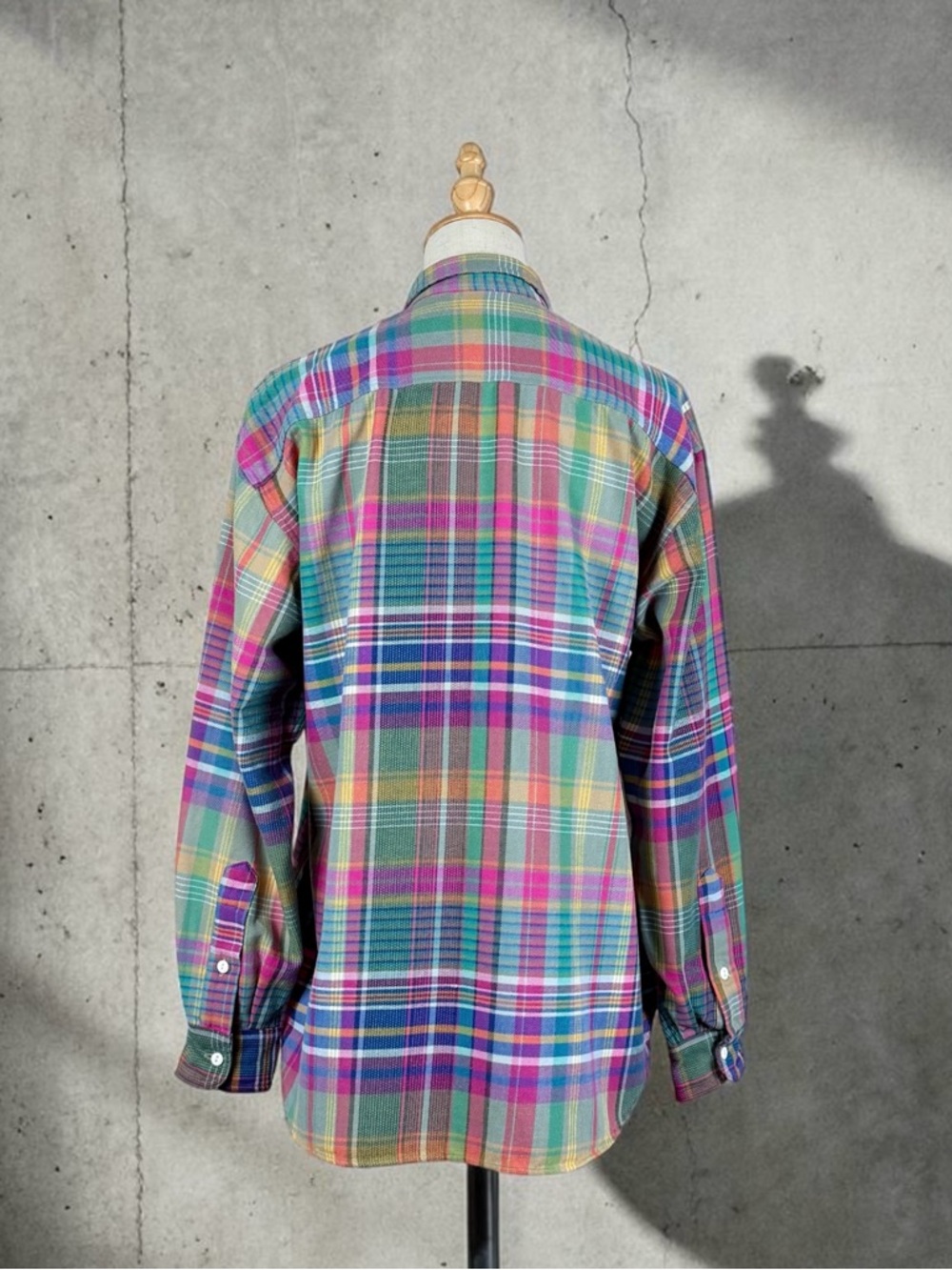 Ralph Lauren Blue Label c. 1980s Button-Down Shirt Sunset Madras Plaid | 10 - Picture 4 of 5